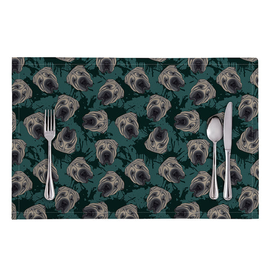 Shar Pei Face Pattern Print Placemat