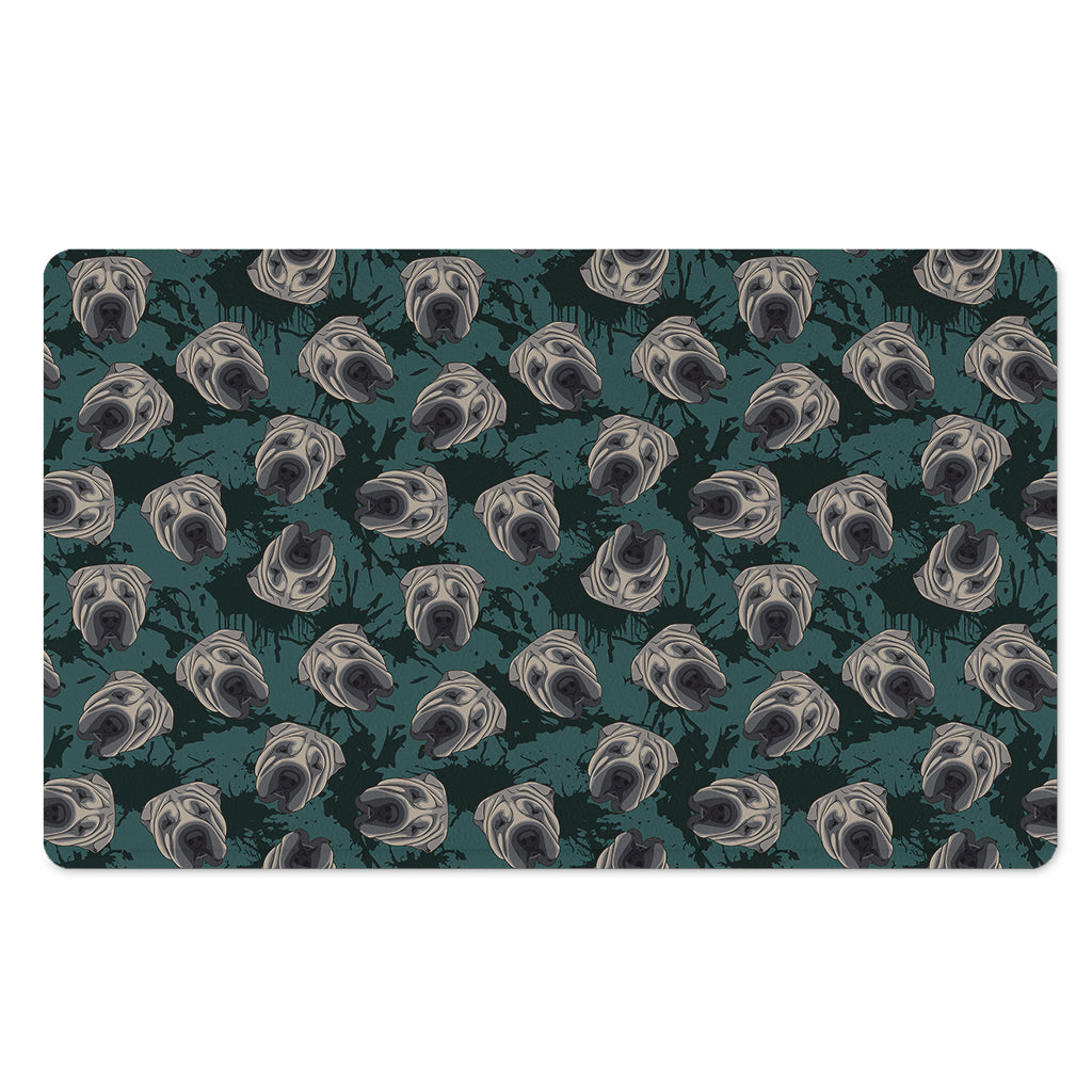 Shar Pei Face Pattern Print Polyester Doormat
