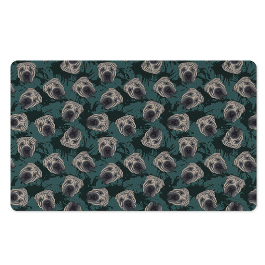 Shar Pei Face Pattern Print Polyester Doormat