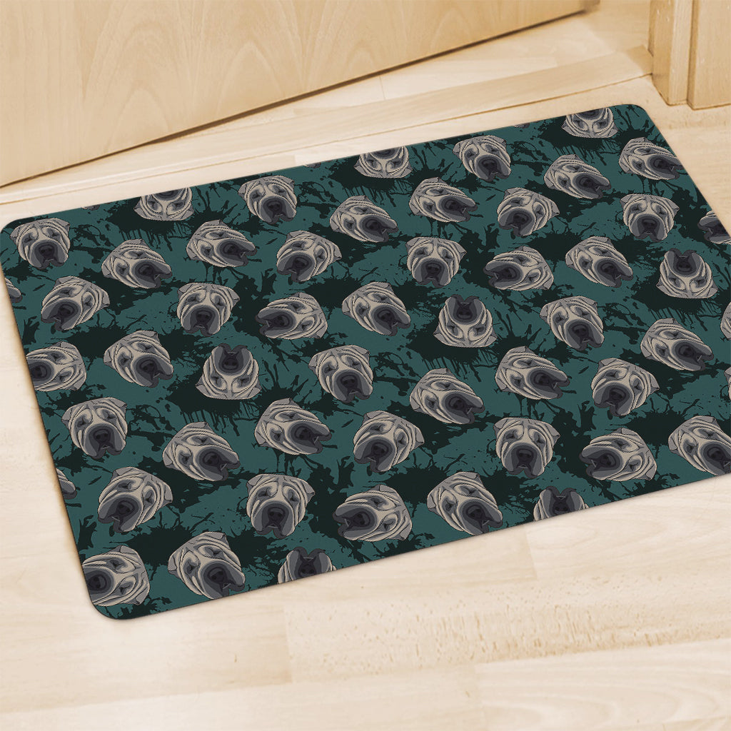 Shar Pei Face Pattern Print Polyester Doormat
