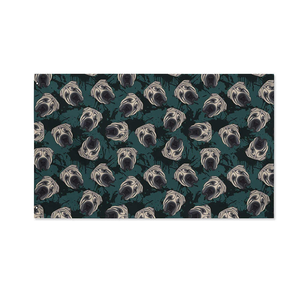 Shar Pei Face Pattern Print Polyester Flag