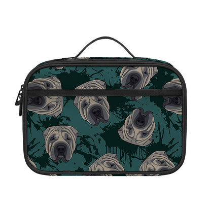 Shar Pei Face Pattern Print Portable Lunch Bag