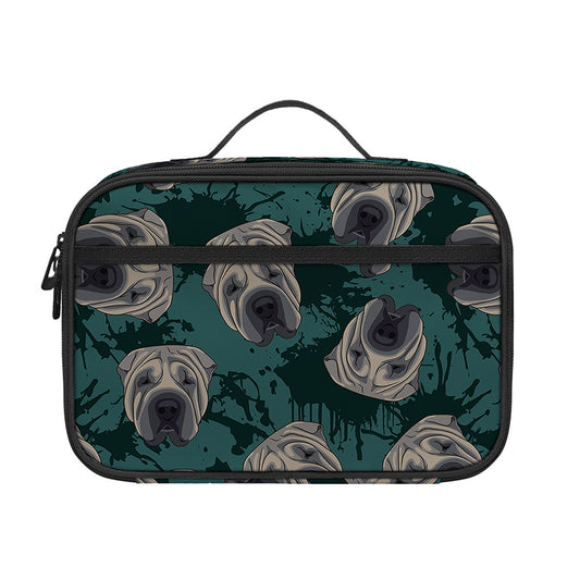 Shar Pei Face Pattern Print Portable Lunch Bag