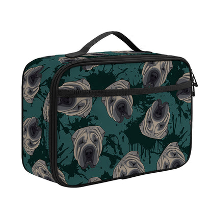 Shar Pei Face Pattern Print Portable Lunch Bag