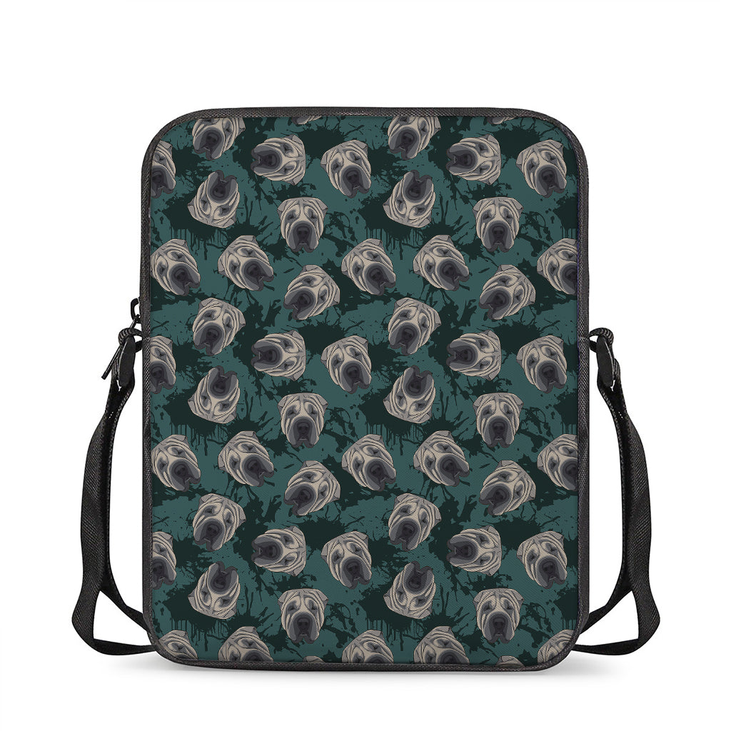Shar Pei Face Pattern Print Rectangular Crossbody Bag