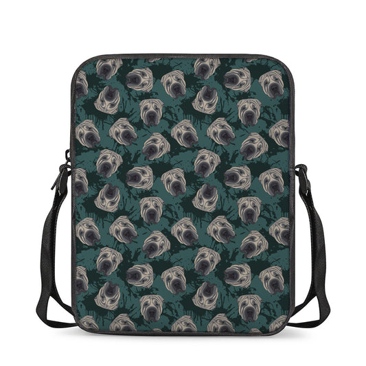 Shar Pei Face Pattern Print Rectangular Crossbody Bag