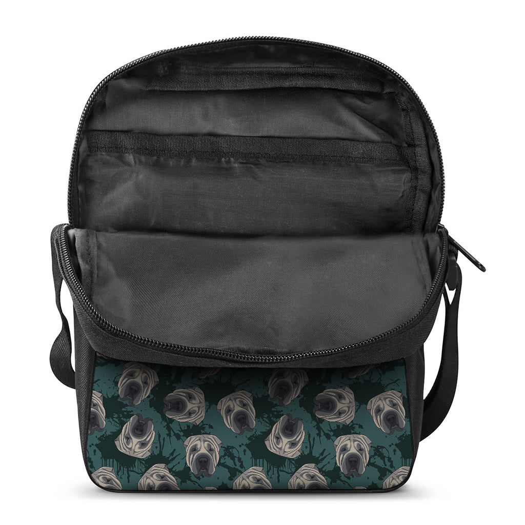 Shar Pei Face Pattern Print Rectangular Crossbody Bag