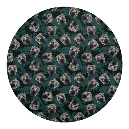 Shar Pei Face Pattern Print Round Blanket