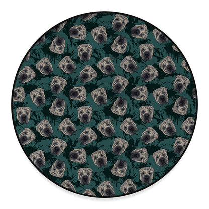 Shar Pei Face Pattern Print Round Floor Mat