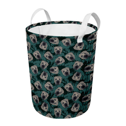 Shar Pei Face Pattern Print Round Laundry Basket
