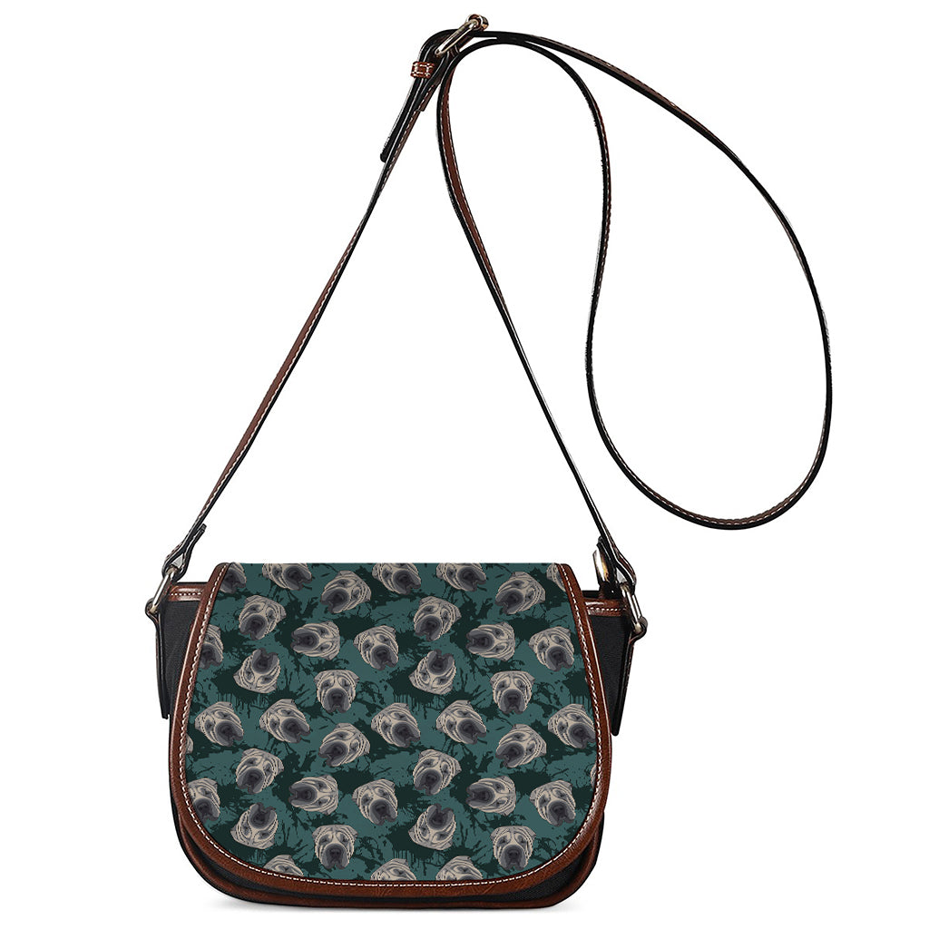 Shar Pei Face Pattern Print Saddle Bag