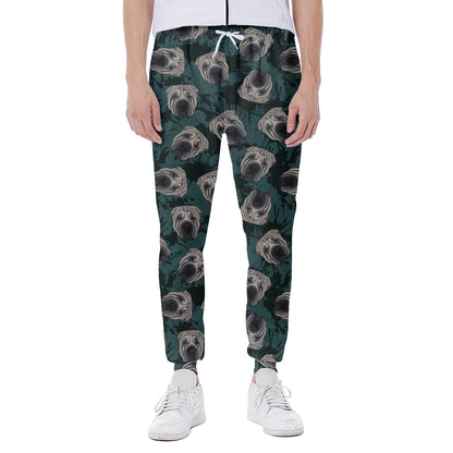Shar Pei Face Pattern Print Scuba Joggers
