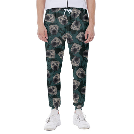 Shar Pei Face Pattern Print Scuba Joggers