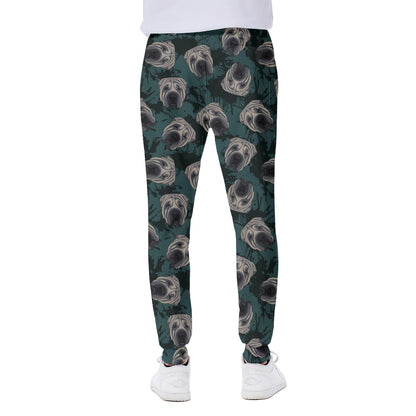 Shar Pei Face Pattern Print Scuba Joggers