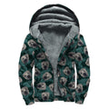 Shar Pei Face Pattern Print Sherpa Lined Zip Up Hoodie