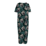 Shar Pei Face Pattern Print Short Sleeve Long Nightdress