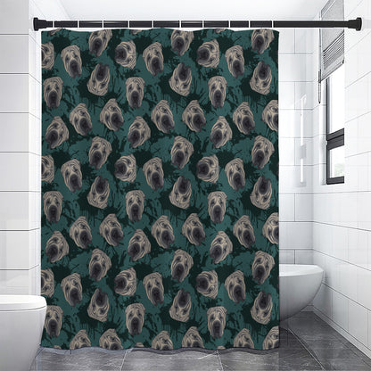 Shar Pei Face Pattern Print Shower Curtain