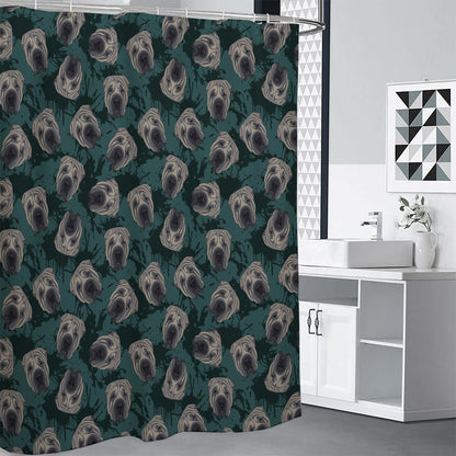Shar Pei Face Pattern Print Shower Curtain