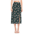 Shar Pei Face Pattern Print Side Slit Midi Skirt