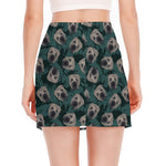 Shar Pei Face Pattern Print Side Slit Mini Skirt