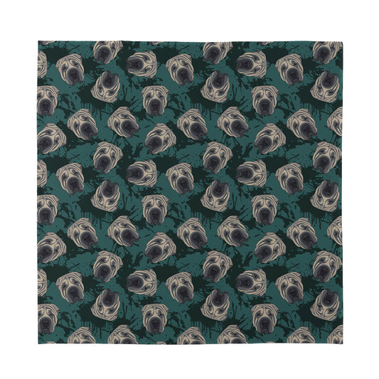 Shar Pei Face Pattern Print Silk Bandana