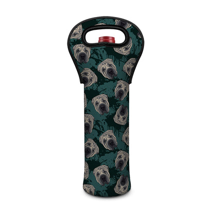 Shar Pei Face Pattern Print Single Neoprene Wine Tote