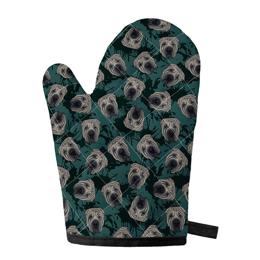 Shar Pei Face Pattern Print Single Oven Mitt