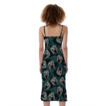 Shar Pei Face Pattern Print Slim Fit Midi Cami Dress