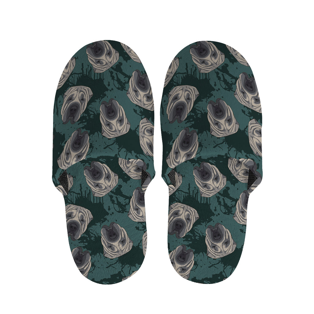 Shar Pei Face Pattern Print Slippers