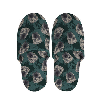 Shar Pei Face Pattern Print Slippers