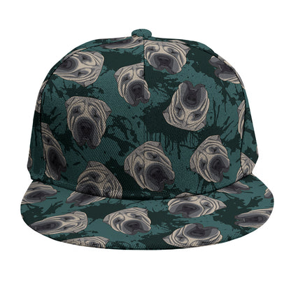 Shar Pei Face Pattern Print Snapback Cap