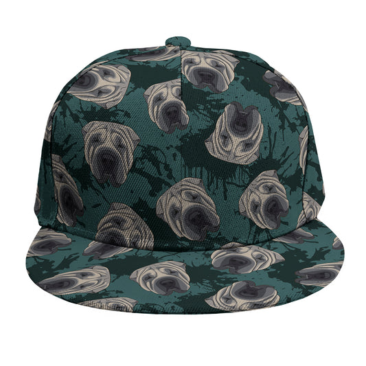 Shar Pei Face Pattern Print Snapback Cap