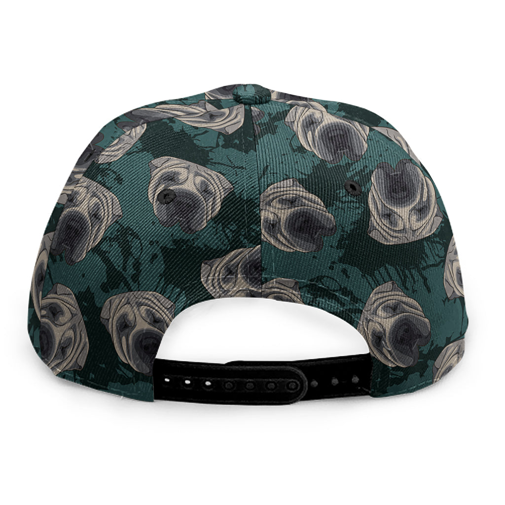 Shar Pei Face Pattern Print Snapback Cap