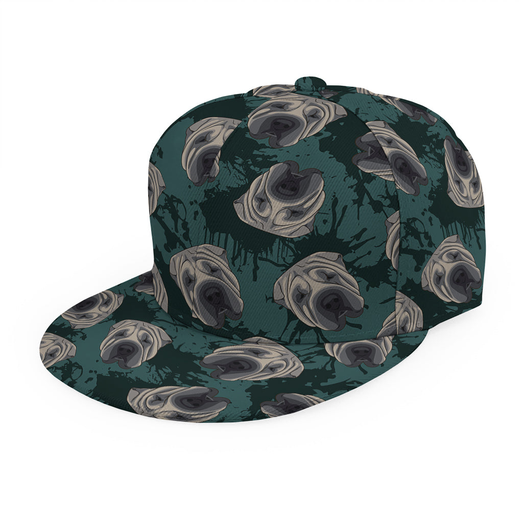 Shar Pei Face Pattern Print Snapback Cap