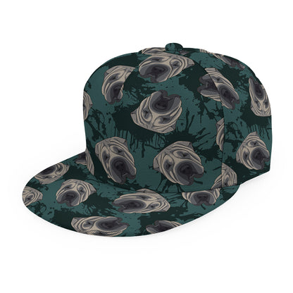 Shar Pei Face Pattern Print Snapback Cap