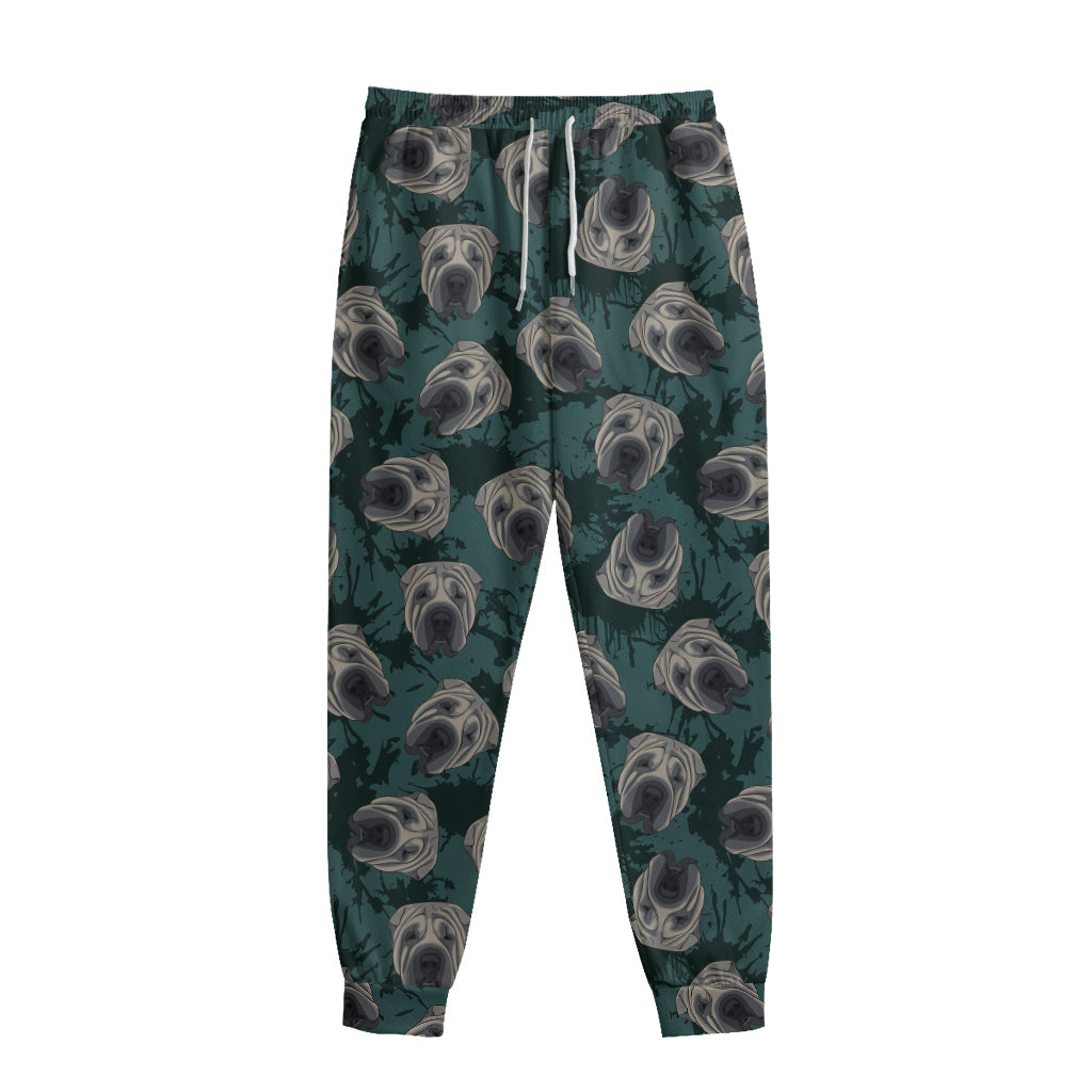 Shar Pei Face Pattern Print Sweatpants