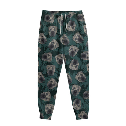 Shar Pei Face Pattern Print Sweatpants