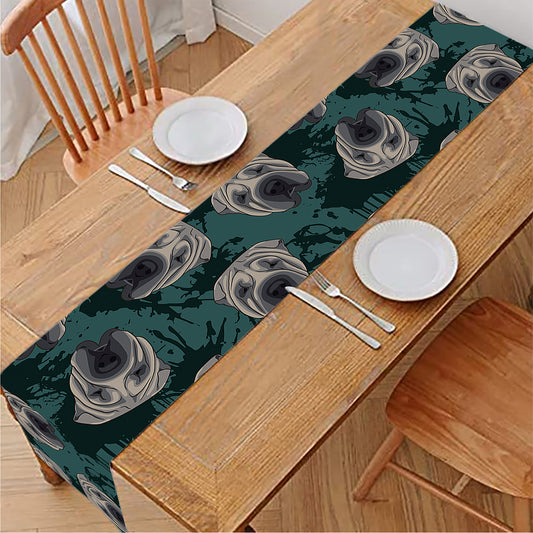 Shar Pei Face Pattern Print Table Runner