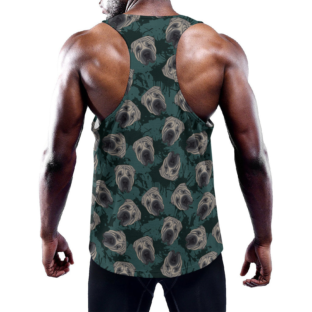 Shar Pei Face Pattern Print Training Tank Top
