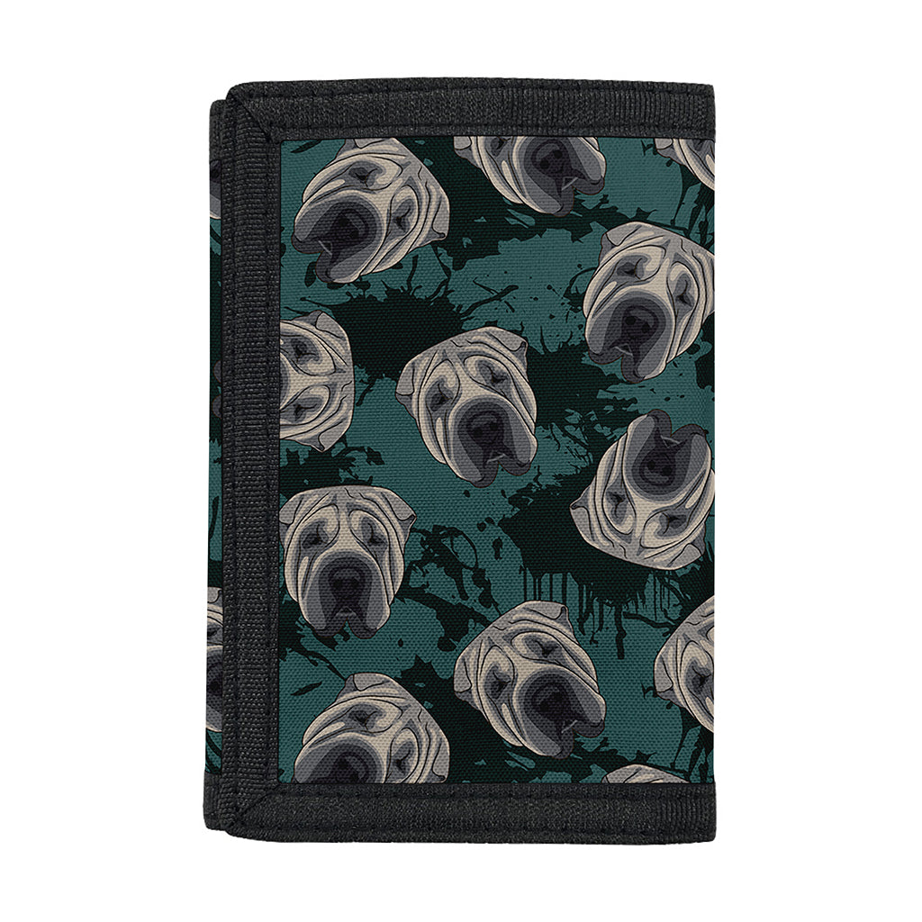 Shar Pei Face Pattern Print Trifold Wallet