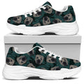 Shar Pei Face Pattern Print White Chunky Shoes
