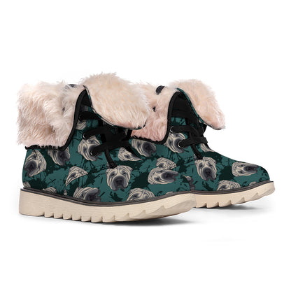 Shar Pei Face Pattern Print Winter Boots