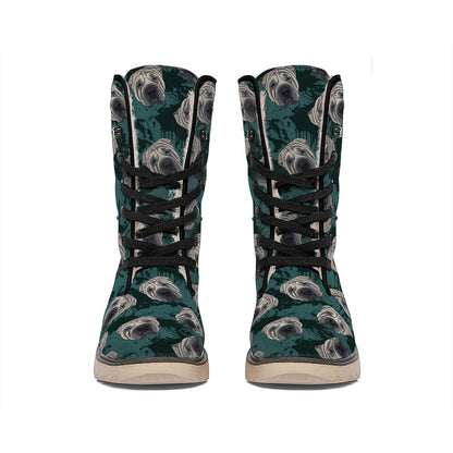 Shar Pei Face Pattern Print Winter Boots