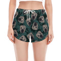 Shar Pei Face Pattern Print Women's Split Running Shorts