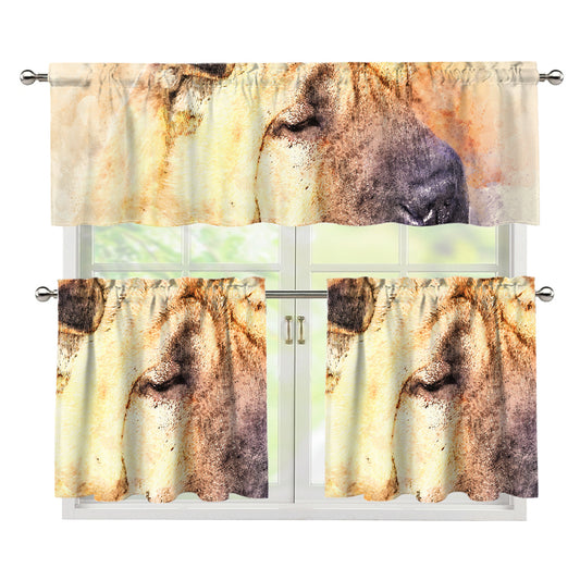 Shar Pei Portrait Print 3 Piece Kitchen Curtains