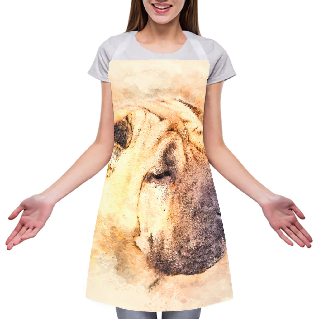 Shar Pei Portrait Print Adjustable Apron