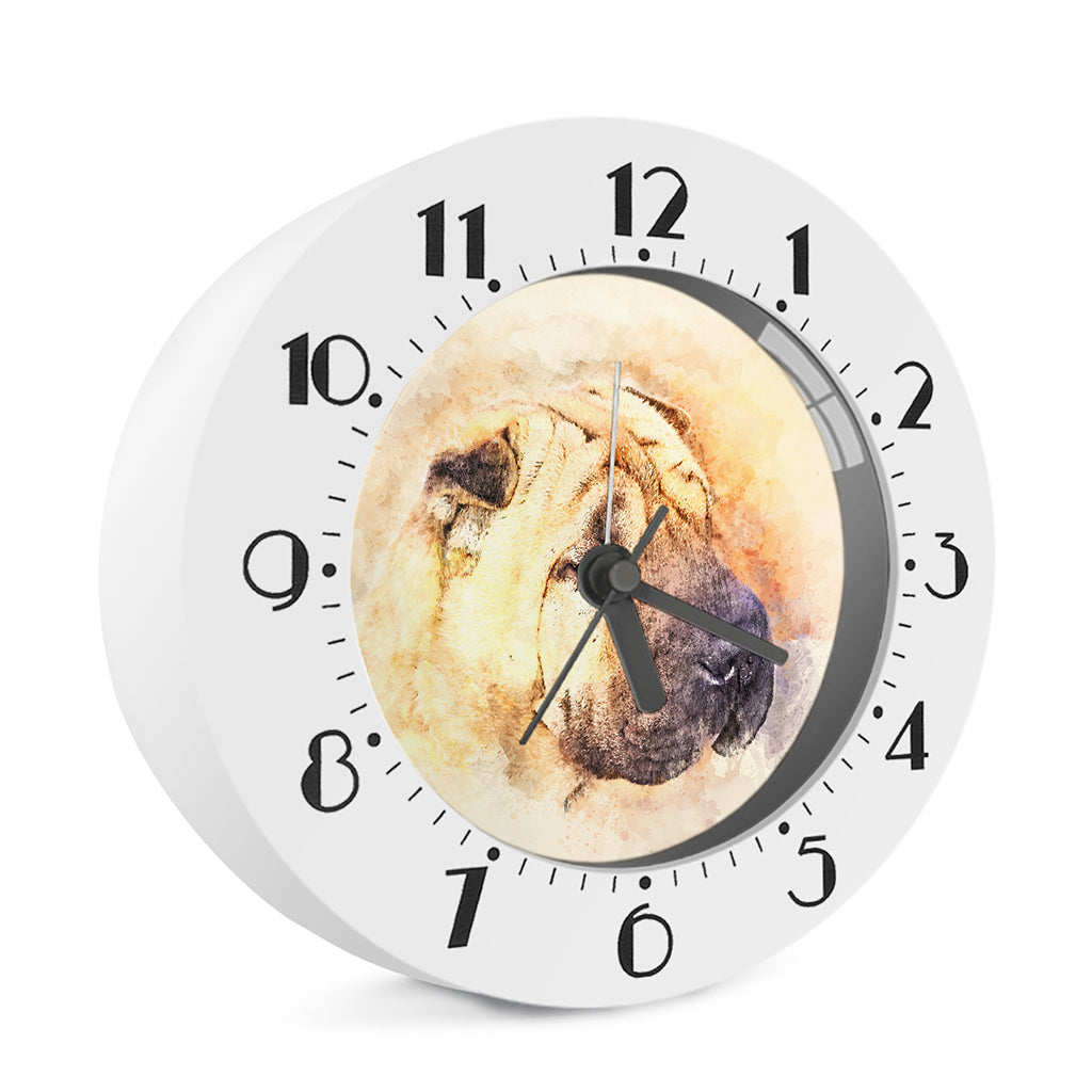 Shar Pei Portrait Print Alarm Clock