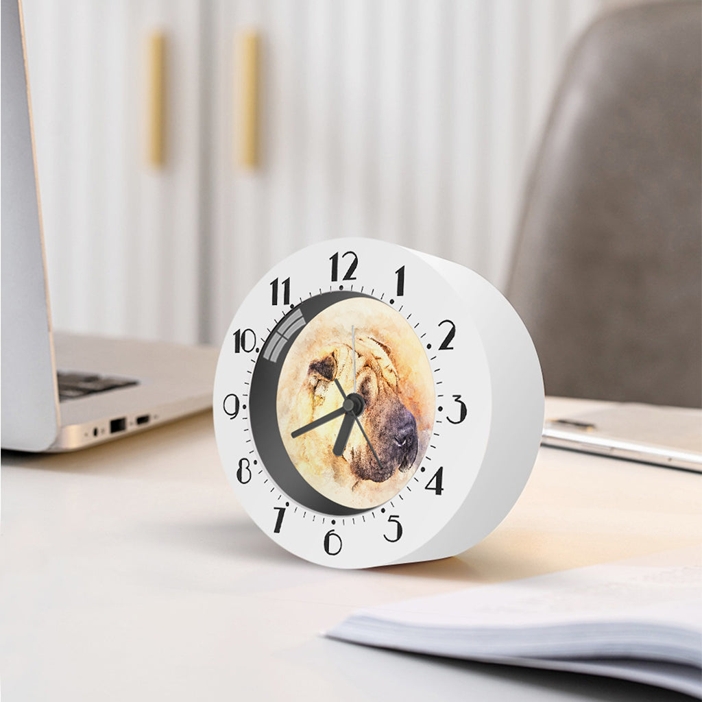 Shar Pei Portrait Print Alarm Clock