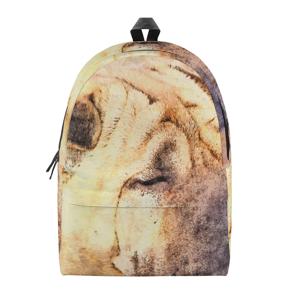 Shar Pei Portrait Print Backpack