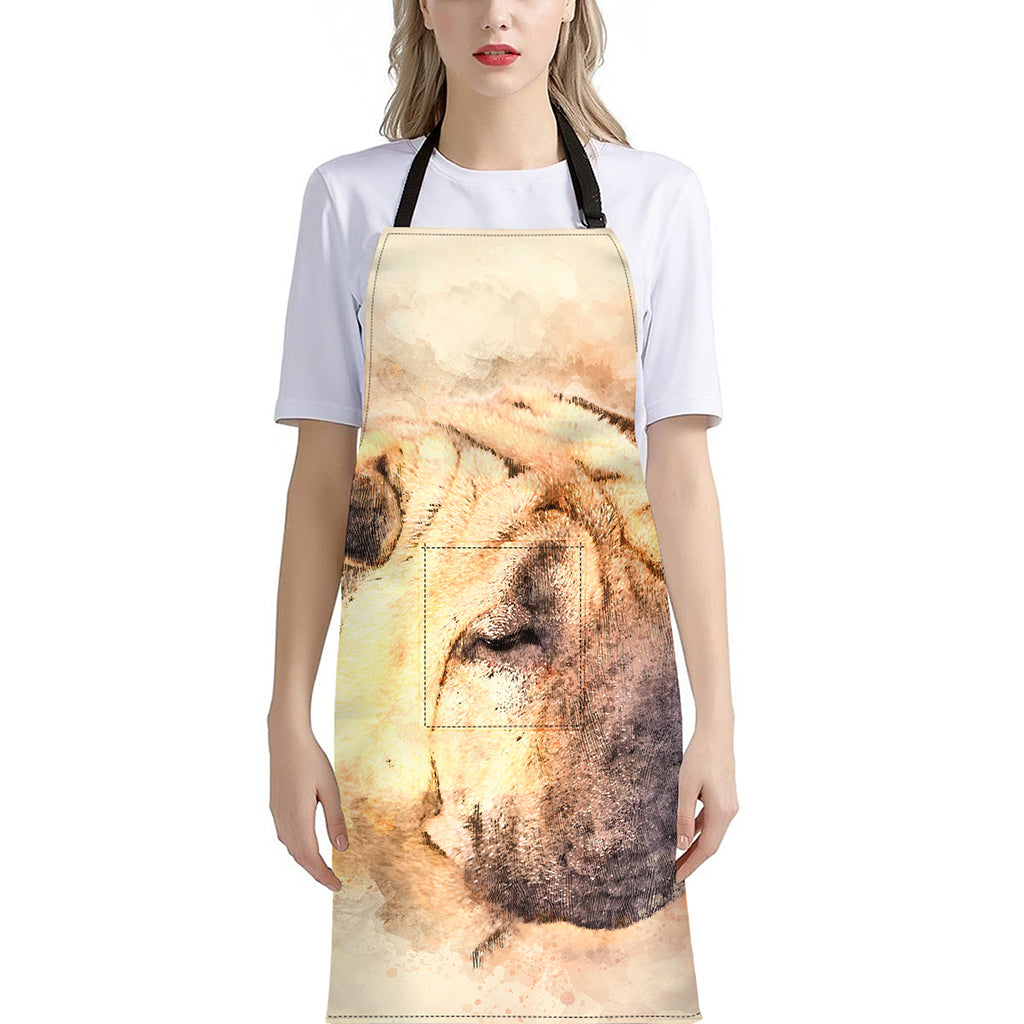 Shar Pei Portrait Print Bib Apron With Pocket